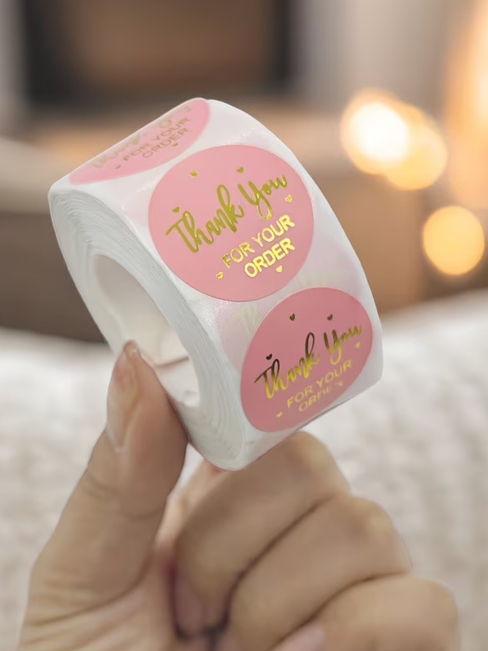 Pink "Thank You For Your Order" Round Stickers - Pack